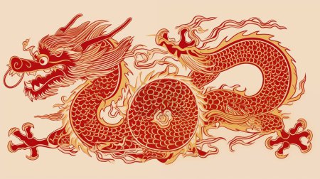 Photo for Chinese dragon. Illustration of Traditional red and golden zodiac Dragon. Happy Chinese new year. - Royalty Free Image