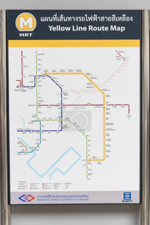 Photo for Bangkok,Thailand - 6June, 2023:  Yellow line route map of Electirc train in Thailand - Royalty Free Image