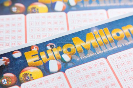 Photo for Detail of a Euromillones ticket corresponding to Lotteries and bets of the Spanish State - Royalty Free Image