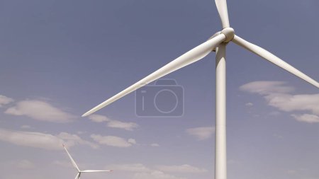 Photo for Wind turbine blades against cloudy sky - Royalty Free Image