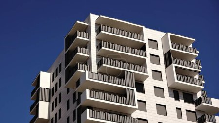 Photo for Corner of contemporary residential building facade against sky - Royalty Free Image