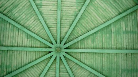 radial wooden ceiling as background