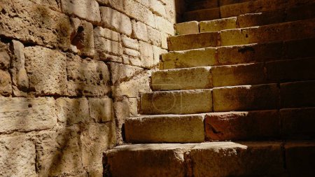 stone stairs on wall construction