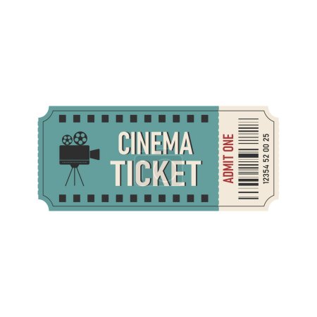 Kinokarten-Vorlage. Horizontale Kinokarte mit Barcode.Vector Designelement.