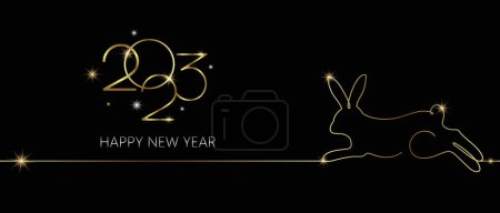 Foto de Nuevo 2023 año del conejo. Tarjeta de felicitación, plantilla de banner para el nuevo año - Imagen libre de derechos
