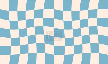 Groovy hippie 70s vector background. Chessboard pattern. Twisted and distorted vector texture in trendy retro psychedelic style.