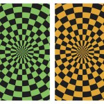 Groovy retro backgrounds set in psychedelic checkered backdrop style. Minimalist abstract design with a 60s 70s aesthetic vibe.
