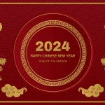 Happy new year 2024. Year of the dragon. New year horizontal backgaund with dragon.Vector