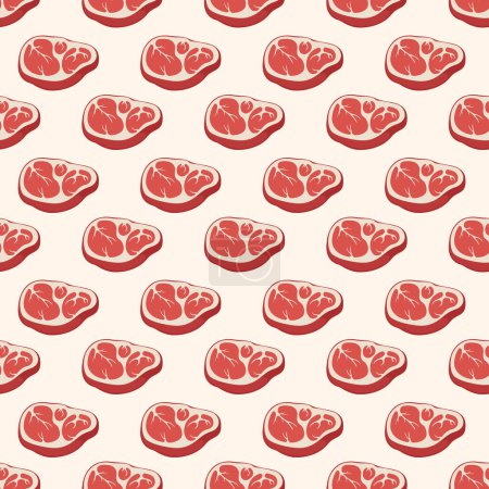 Seamless pattern with meat steak. Background with raw meat. Vector illustration