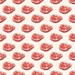 Seamless pattern with meat steak. Background with raw meat. Vector illustration