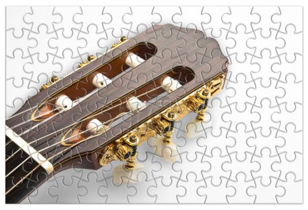 Photo for Learning to play the guitar step by step - concept image in puzzle shape - Royalty Free Image