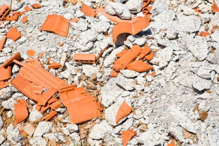 Photo for Concrete and brick rubble debris on construction site after a demolition of a building - Royalty Free Image