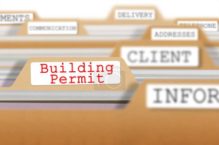 Photo for Building Permit concept with word on folder register of card index - Royalty Free Image