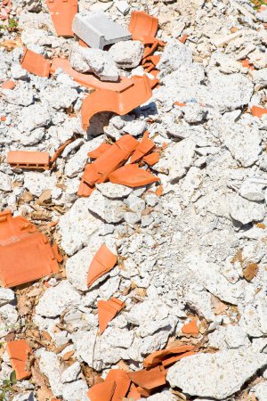 Photo for Concrete and brick rubble debris on construction site after a demolition of a building - Royalty Free Image