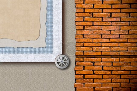 Photo for Brick wall insulated with polystyrene panels pasted on the wall surface - Improvement of buildings energy performance - concept image - Royalty Free Image