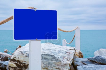 Photo for Blank advertising billboard against a seascape background - concept with copy spac - Royalty Free Image