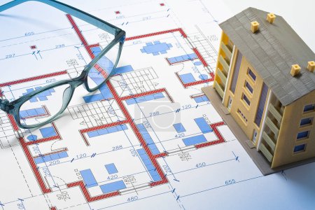 Buildings Permit concept with residential building project and condominium