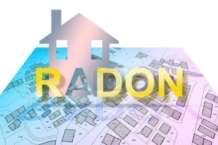 Le danger du radon dans nos maisons - concept avec présence de radon sous le sol de nos villes et bâtiments
