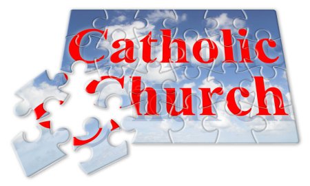 Téléchargez les photos : La crise de l "Église catholique et de la foi religieuse - concept en forme de puzzle - en image libre de droit