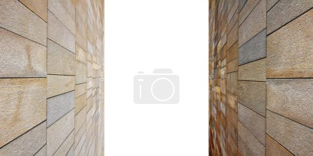 Foto de Moderno concepto de pared de piedra con bloques de cartón - imagen con espacio de copia - Imagen libre de derechos
