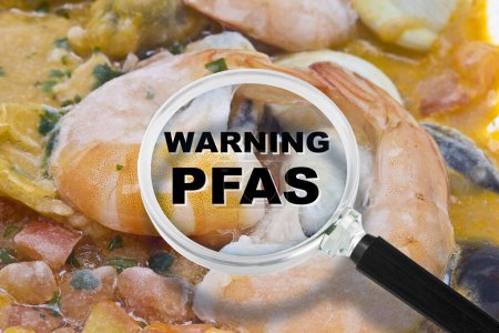Photo for Fresh crustaceans HACCP (Hazard Analysis and Critical Control Points) and searching for the dangerous PFAS Perfluoroalkyl and Polyfluoroalkyl substances - Food Safety and Quality Control in food industry concept - Royalty Free Image