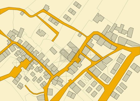 Foto de Mapa catastral imaginario con edificios, parcela de tierra, parcela vacía y carreteras - Imagen libre de derechos