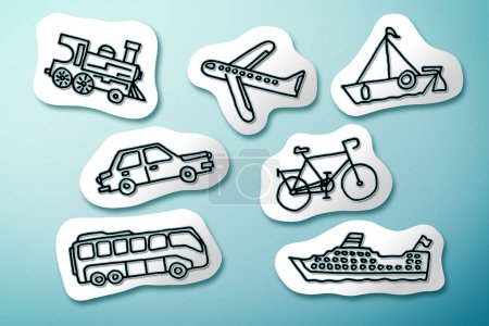 Téléchargez les photos : Mode de transport - Concept de conception avec dessins animés - Esquisse conceptuelle des moyens de transport - en image libre de droit