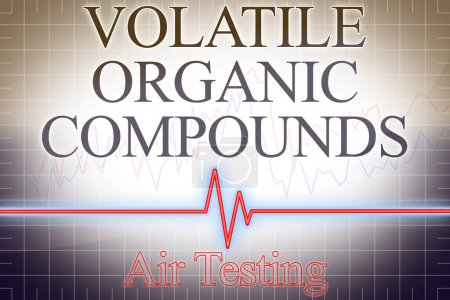Téléchargez les photos : Volatile organic compounds VOCs indoor pollutant Air Testing with graph - concept image. - en image libre de droit
