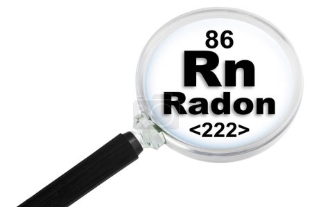 Foto de Concepto de gas radón natural con lupa aislada en blanco para una fácil selección - Imagen libre de derechos