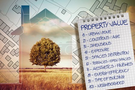 Photo for Property Value of a Building - What determines a property's value - concept image - Royalty Free Image