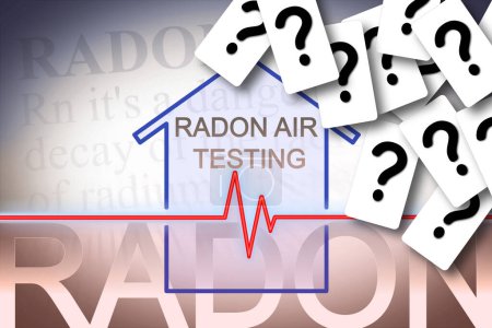 Foto de Dudas e incertidumbres sobre el peligro del gas radón en nuestros hogares - concepto con tabla de chequeo sobre la contaminación por radón - Imagen libre de derechos