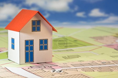 Baugewerbe und Baugenehmigungskonzept mit Wohngebiet, Katasterplan, Allgemeiner Stadtplanung und Wohnheimmodell