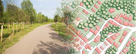 Carte de ville imaginaire avec parcelle cadastrale de territoire avec parc public et verdure naturelle pour les loisirs - Concept de vie urbaine 