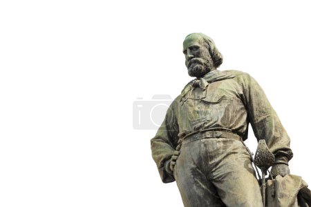 Monumento de bronce del general italiano Giuseppe Garibaldi en la ciudad de Pisa (Toscana - Italia) - aislado en el concepto blanco