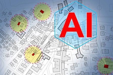 Artificial Intelligence AI search and update cadastral parcels - cadastre management with Big Data - Digitization and computerization of the land register concept