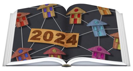 2024 Building activity and construction industry housing concept - 2024 Real Estate and Homeowner Association development concept with residential homes models  