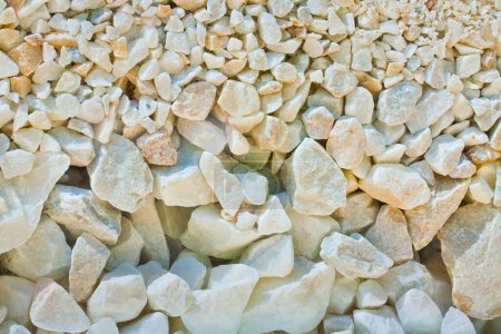 Stones and gravel of different sizes used as construction material in the construction industry