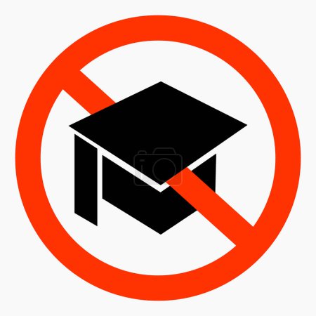 Illustration for No higher education icon. Study ban. No education. No students. Vector icon. - Royalty Free Image