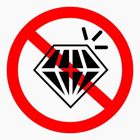 Ilustración de Sin icono de diamante. La señal no es real. Ilustración de falsificación. No hay gema. Icono del vector. - Imagen libre de derechos