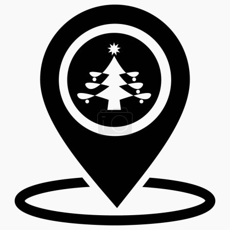 Icône d'emplacement d'arbre de Noël. Lieu du marché de Noël. Placez sur la carte des arbres de Noël. Icône vectorielle.