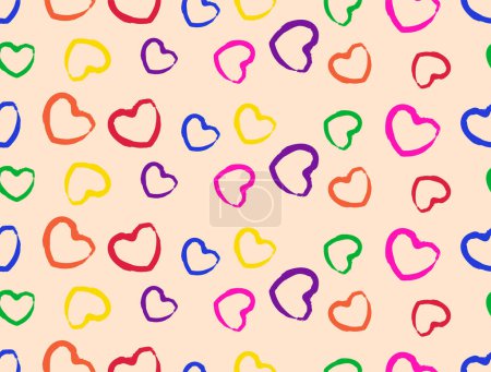 Ilustración de Mes del Orgullo LGBT. Patrón inconsútil colorido corazón arco iris color fondo. Vector. - Imagen libre de derechos