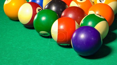 Photo for Billiard triangle on a green table. High quality photo - Royalty Free Image
