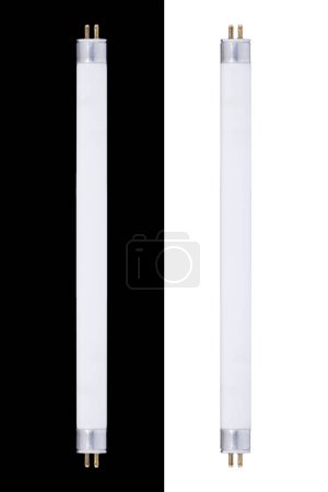 It is Two Fluorescent tubes isolated on white and black.