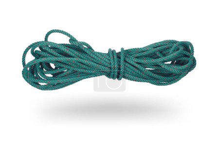 Photo for It is Green rope isolated on white. - Royalty Free Image