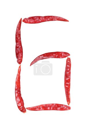 it is capital letter G by dry chili isolated on white.