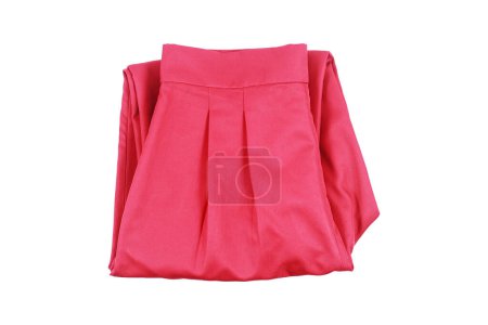 it is folding red trousers isolated on white.