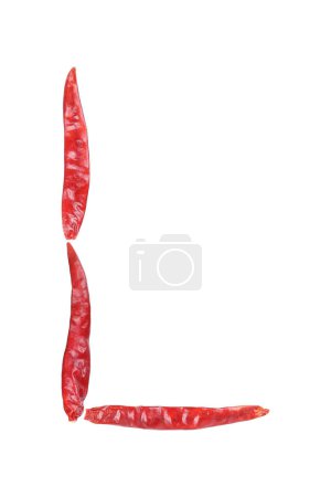 it is capital letter L by dry chili isolated on white.