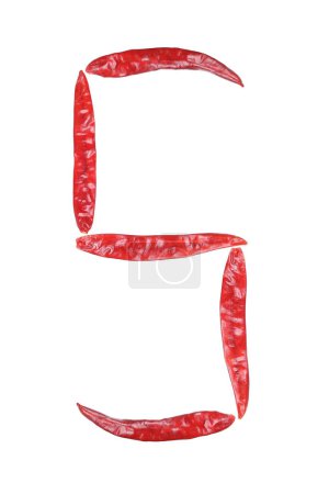 it is capital letter S by dry chili isolated on white.