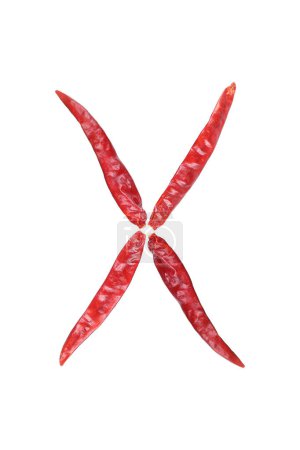it is capital letter X by dry chili isolated on white.