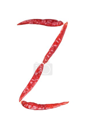 it is capital letter Z by dry chili isolated on white.